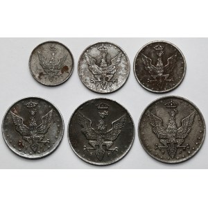 Królestwo Polskie, 1-20 fenigów 1917-1918 - zestaw (6szt)