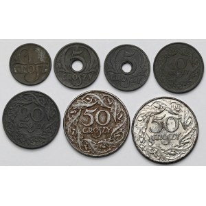 Generalna Gubernia, 1-50 groszy 1923-1939 - zestaw (7szt)