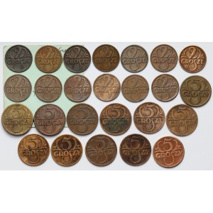 2-5 groszy 1923-1939 - zestaw (25szt)