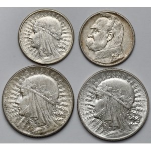 2-5 złotych 1933-1934 Piłsudski i Głowa kobiety - zestaw (4szt)