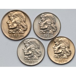 10 złotych 1966-1972 Kościuszko - zestaw (4szt)