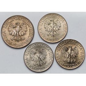 10 złotych 1966-1972 Kościuszko - zestaw (4szt)