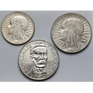 10 złotych 1933-1934 Traugutt i Głowa kobiety - zestaw (3szt)