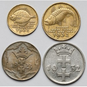 Gdańsk, 5-10 fenigów i 1 gulden 1923-1932 - zestaw (4szt)