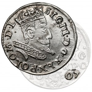 Zygmunt III Waza, Trojak Kraków 1607 - OZDOBNA - rzadkość