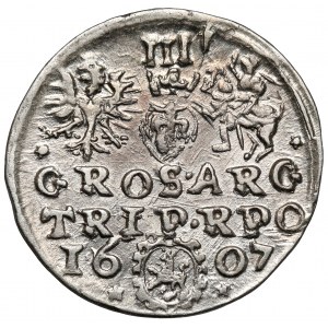 Zygmunt III Waza, Trojak Kraków 1607 - OZDOBNA - rzadkość