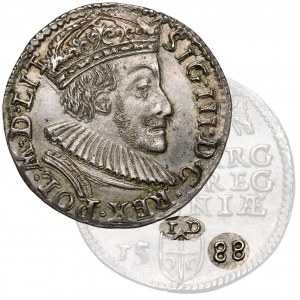 Zygmunt III Waza, Trojak Olkusz 1588 - ID nad tarczą - b.rzadki