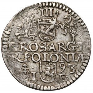 Zygmunt III Waza, Trojak Olkusz 1593 - ruszt z lewej - gwiazda - b.rzadki