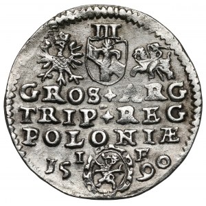 Zygmunt III Waza, Trojak Olkusz 1590 - Lewart w ozdobnej