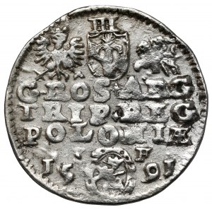 Zygmunt III Waza, Trojak Olkusz 1591 - DUŻA głowa - RZADKI