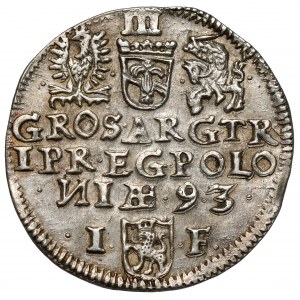 Zygmunt III Waza, Trojak Olkusz 1593 - odwrócone N - rzadki