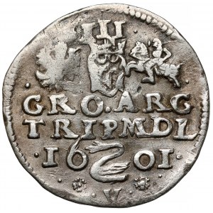 Zygmunt III Waza, Trojak Wilno 1601 - Łabędź nad V - RZADKI