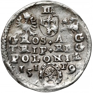 Zygmunt III Waza, Trojak Olkusz 1590 - Lewart w ozdobnej