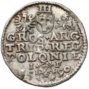 Zygmunt III Waza, Trojak Olkusz 1590 - Lewart w ozdobnej