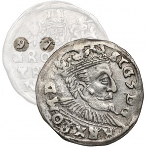 Zygmunt III Waza, Trojak Lublin 1597 - Ecke - data przy Orle