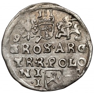 Zygmunt III Waza, Trojak Lublin 1597 - Ecke - data przy Orle