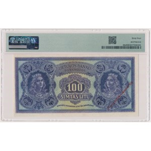 Litwa, SPECIMEN 100 Litu 1922 - ciemny poddruk na rewersie