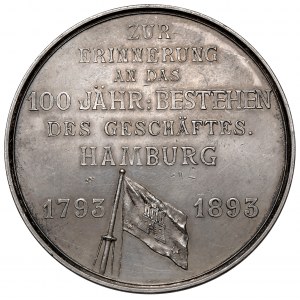 Niemcy, Hamburg, Medal 1893 - 100-lecie firmy Rob. M. Sloman