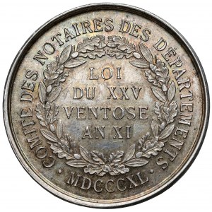 Francja, Medal Napoleon Bonaparte 1840 - Department-Comite der Notare...