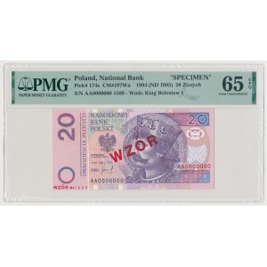 20 zł 1994 - WZÓR - AA 0000000 - Nr 1569