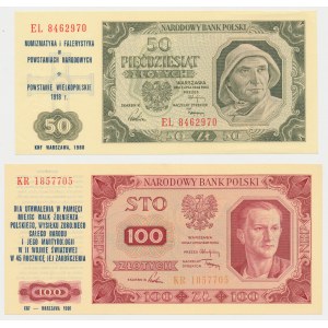 50 i 100 złotych 1948 - z nadrukami okolicznościowymi (2szt)
