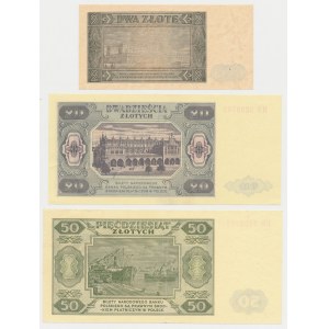 Zestaw 2, 20 i 50 zł 1948 (3szt)