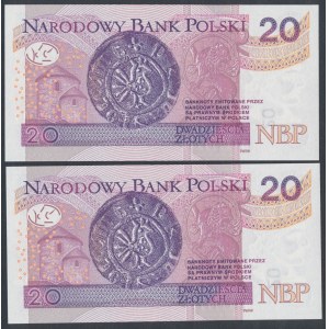 20 zł 2016 BX - 0000036 i 0000037 - niskie numery (2szt)