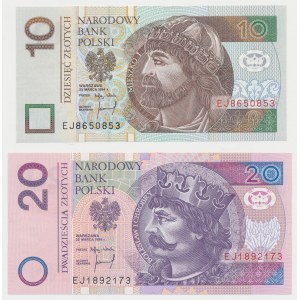 10 i 20 zł 1994 - EJ - obydwa tej samej serii (2szt)