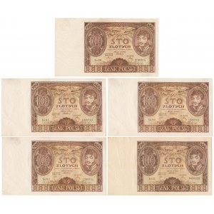 100 złotych 1934 - różne odmiany (5szt)