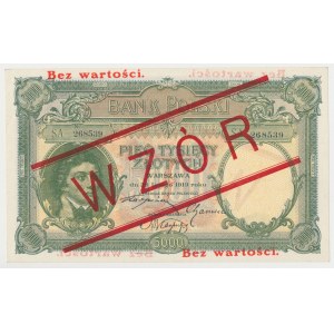 5.000 złotych 1919 - WZÓR - wysoki nadruk - PIĘKNY
