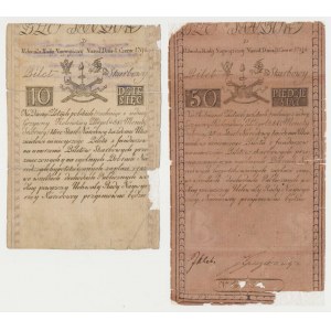 Zestaw 10 i 50 złotych 1794 - oberwane, niekompletne (2szt)