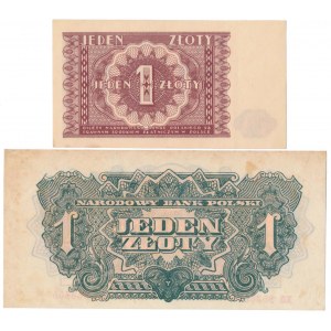 1 złoty 1944 ...owym - XC i 1 złoty 1946 - zestaw (2szt)
