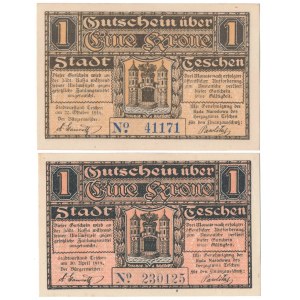 Cieszyn, 1 korona 1919 - kwiecień / październik (2szt)
