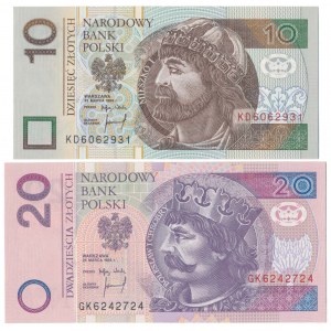 10 i 20 zł 1994 - KD i GK - zestaw (2szt)