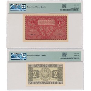 1 mkp 08.1919 I Serja BD i 2 złote 1936 DO - zestaw (2szt)