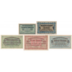 Poznań, 20 kopiejek, 1-10 rubli 1916 i Kowno 5 marek 1918 (5szt)