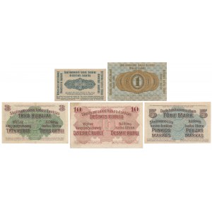 Poznań, 20 kopiejek, 1-10 rubli 1916 i Kowno 5 marek 1918 (5szt)