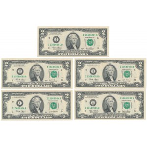 USA, 2 Dollars 2003 - numery kolejne (5szt)
