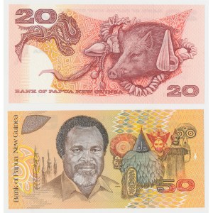 Papua-Nowa Gwinea, 20 i 50 Kina ND (1989-2001) - zestaw (2szt)