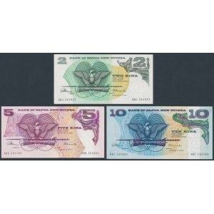 Papua-Nowa Gwinea, 2, 5 i 10 Kina ND (1975) - zestaw (3szt)