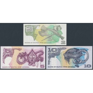 Papua-Nowa Gwinea, 2, 5 i 10 Kina ND (1975) - zestaw (3szt)