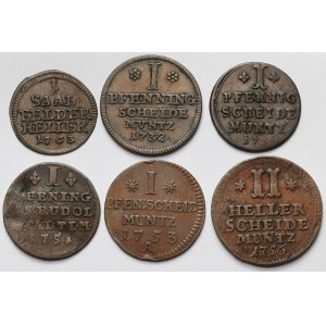 Niemcy, Monety miedziane 1732-1763 - zestaw (6szt)