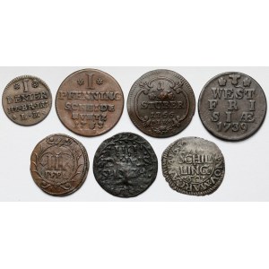 Niemcy, Niskie nominały 1660-1766 - zestaw (7szt)