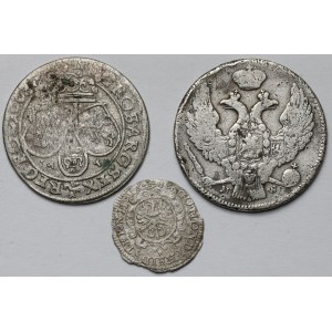 Krajcar, Szóstak i 2 złote 1663-1839 - zestaw (3szt)