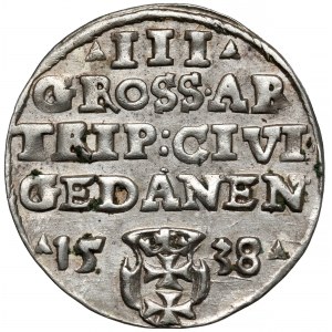 Zygmunt I Stary, Trojak Gdańsk 1538 - bardzo ładny