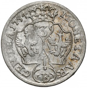Śląsk, Fryderyk II Wielki, 3 krajcary 1754-B, Wrocław