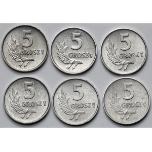 5 groszy 1965-1972 - zestaw (6szt)