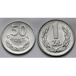 50 groszy i 1 złoty 1968 - rzadkie - zestaw (2szt)