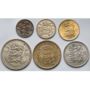 Estonia, 1-50 senti, Kroon i 5 marka 1922-1992 - zestaw (6szt)