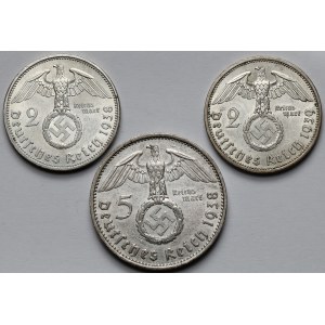 Niemcy, 2-5 marek 1938-1939 - zestaw (3szt)